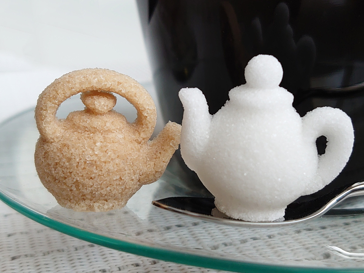 ティーポットの形をした角砂糖，Tea Pot型のデザインシュガー