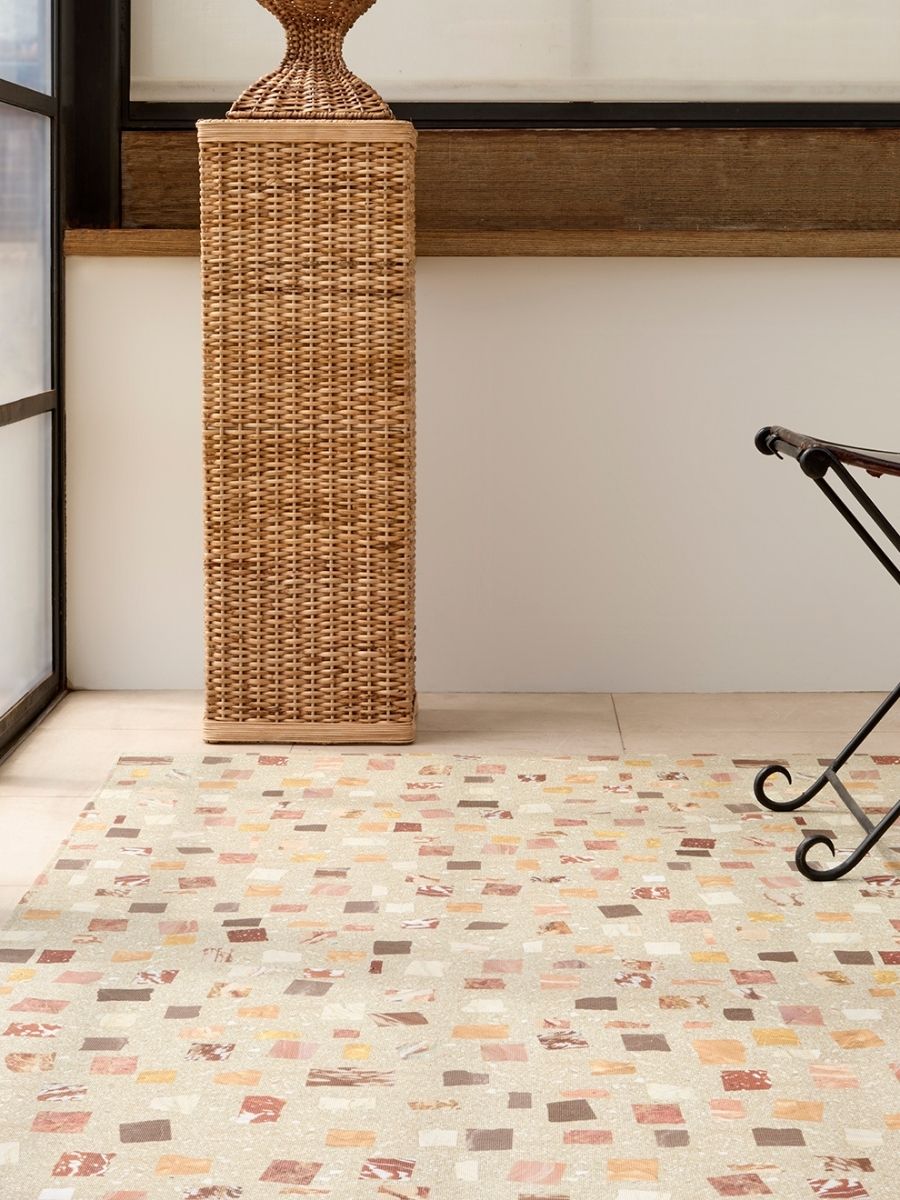 チルウィッチ　フロアマット　平織り　敷物　ラグ　ピエトラ柄　デザート色