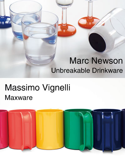マークニューソンのトライタン樹脂のグラスとマッシモ・ヴィネリのマグカップ