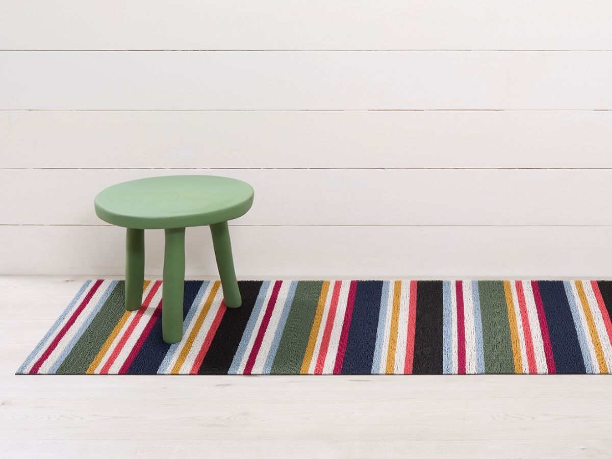 チルウィッチキッチンマットのコーディネート シャッフルストライプ マルチカラー ペチュニア色