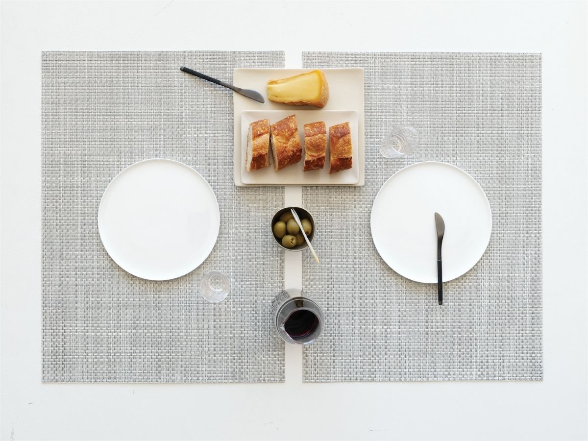 チルウィッチのランチョンマット バスケットウィーブ ホワイトシルバー