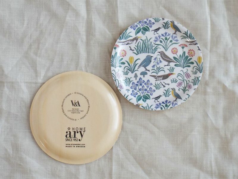 C.F.A Voysey・マイガーデンの小花と小鳥柄の木製コースター