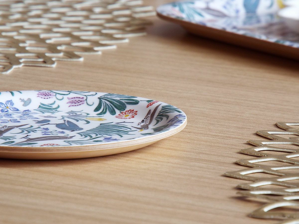 C.F.A Voysey・マイガーデンの小花と小鳥柄の木製コースター