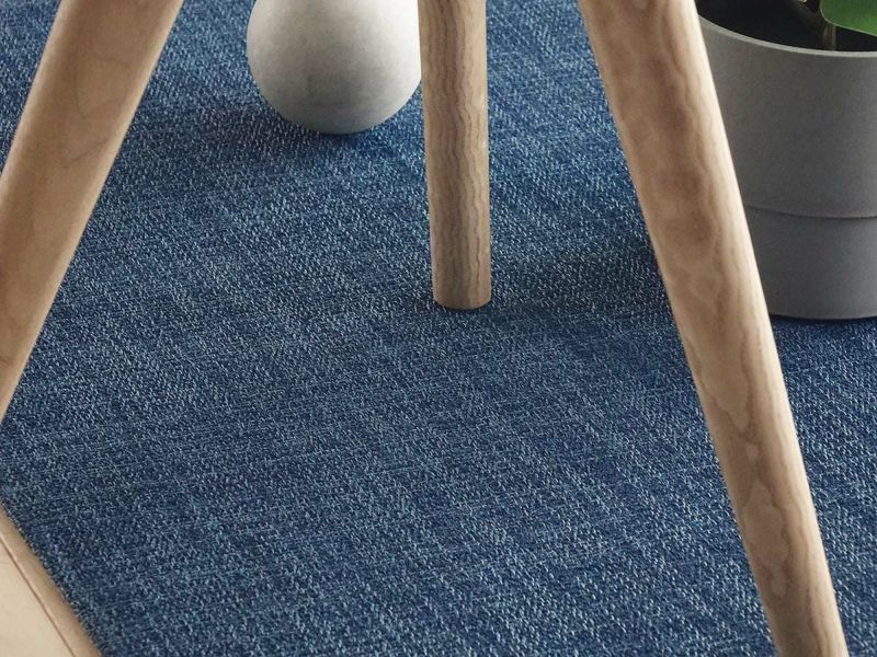  チルウィッチ　フロアマット　キッチンマット　廊下敷き　ブークレ　ブルーベリー色　青色　ブルー　ツイード