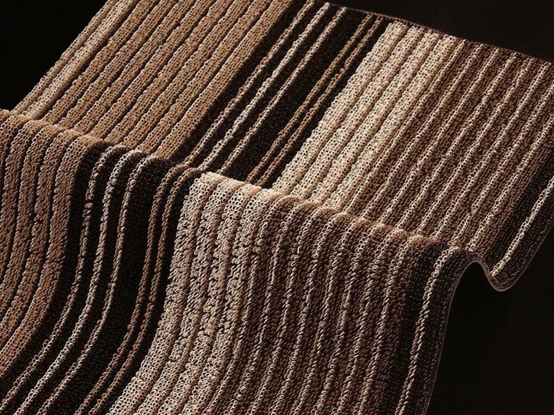チルウィッチのキッチンマット PleatStripe柄　Oyster色